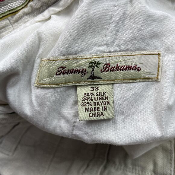 Tommy Bahama Pants Mens 33 Beige Silk Linen Blend Cargo Pockets Lightweight - Picture 5 of 13